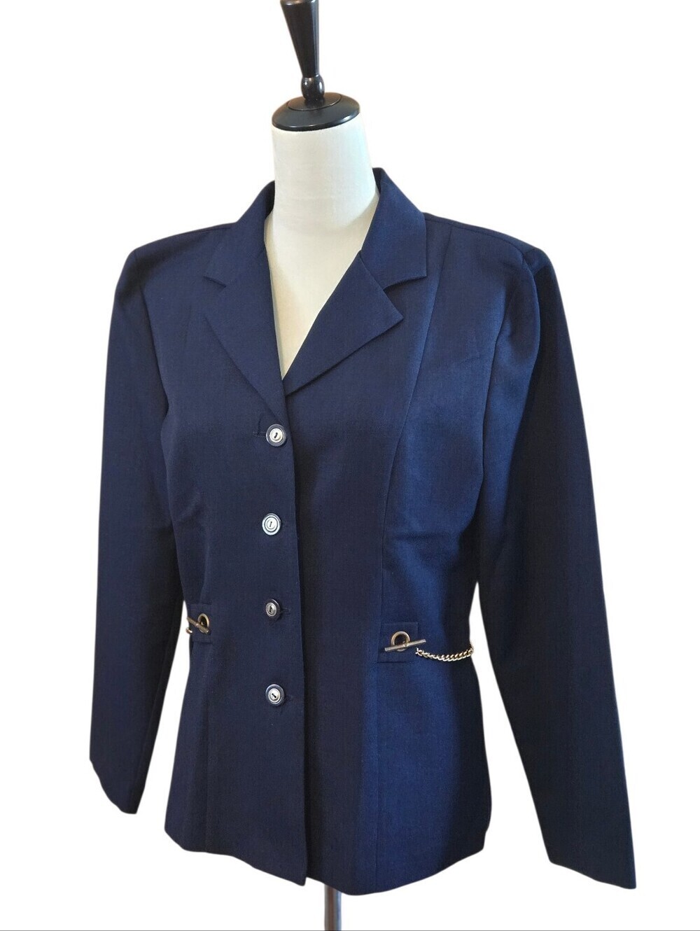 Periwinkle Vintage Navy Military Blazer Sz 10 Made in USA Gold Chain Detail USA